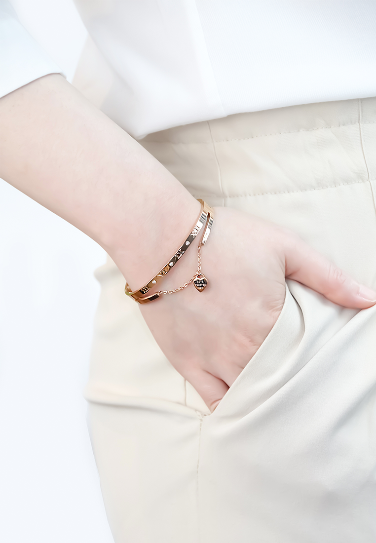 키이라 로마 숫자 디아스 하트 힌지드 팔찌