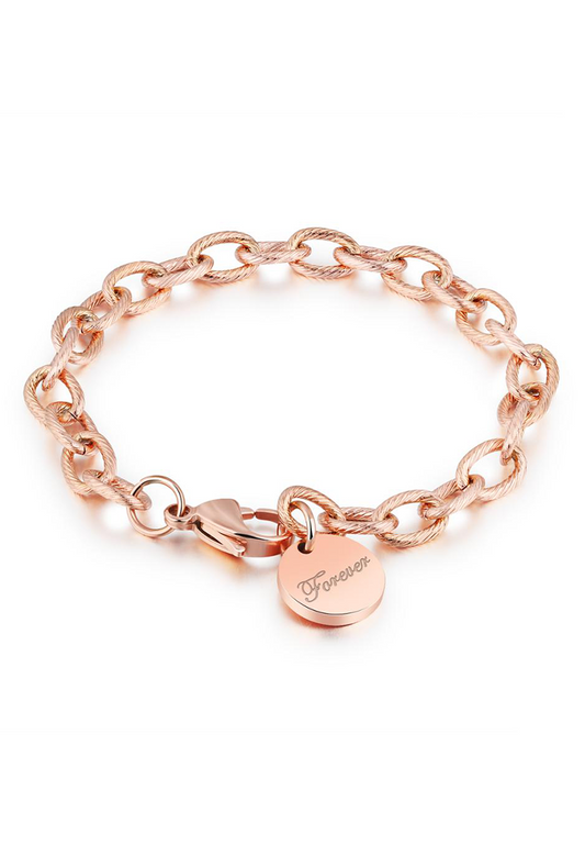 포에버 라운드 펜던트 로프 체인 링크 팔찌