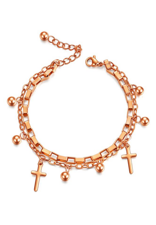 창세기 십자가와 구슬 멀티 체인 팔찌
